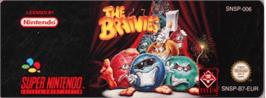 Top of cartridge artwork for The Brainies on the Nintendo SNES.