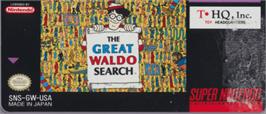 Top of cartridge artwork for The Great Waldo Search on the Nintendo SNES.