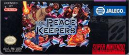 Top of cartridge artwork for The Peace Keepers on the Nintendo SNES.