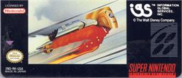 Top of cartridge artwork for The Rocketeer on the Nintendo SNES.