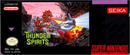 Top of cartridge artwork for Thunder Spirits on the Nintendo SNES.