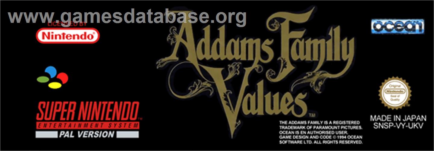Addams Family Values - Nintendo SNES - Artwork - Cartridge Top