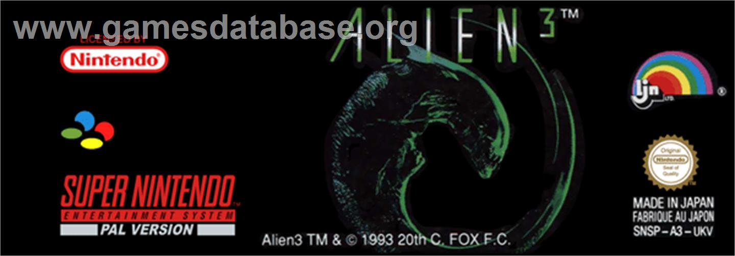 Alien³ - Nintendo SNES - Artwork - Cartridge Top