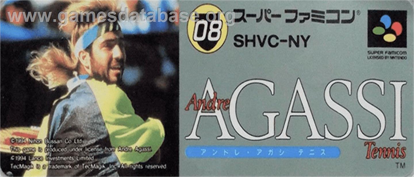 Andre Agassi Tennis - Nintendo SNES - Artwork - Cartridge Top