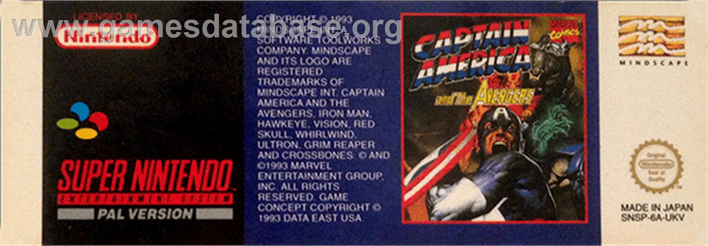 Captain America and the Avengers - Nintendo SNES - Artwork - Cartridge Top
