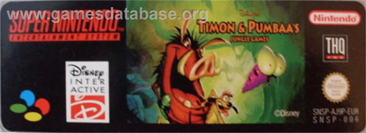 Disney's Timon & Pumbaa's Jungle Games - Nintendo SNES - Artwork - Cartridge Top