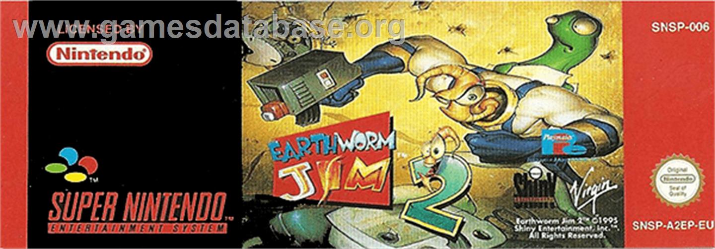 Earthworm Jim 2 - Nintendo SNES - Artwork - Cartridge Top
