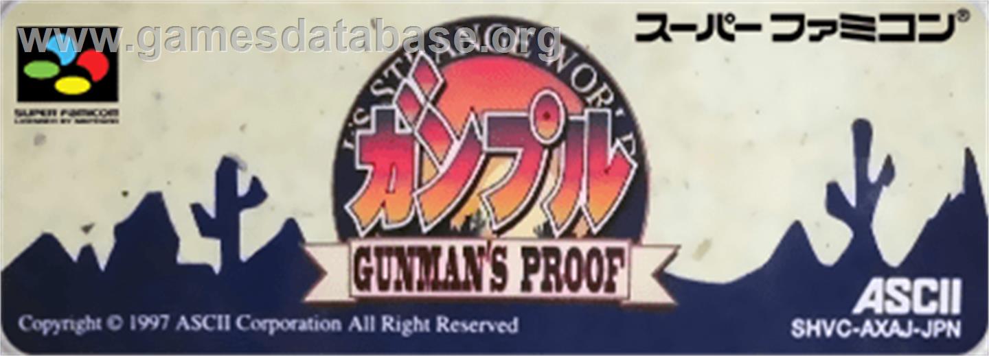Gunpuru: Gunman's Proof - Nintendo SNES - Artwork - Cartridge Top