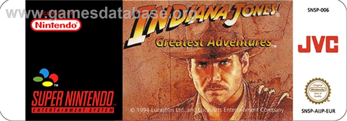 Indiana Jones' Greatest Adventures - Nintendo SNES - Artwork - Cartridge Top