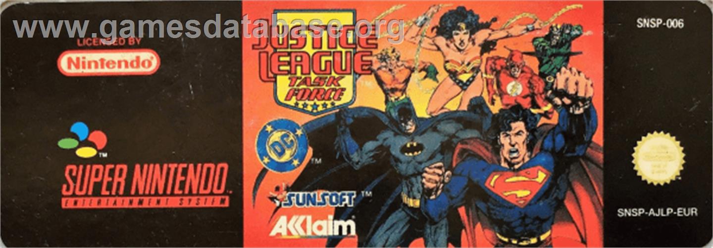 Justice League Task Force - Nintendo SNES - Artwork - Cartridge Top