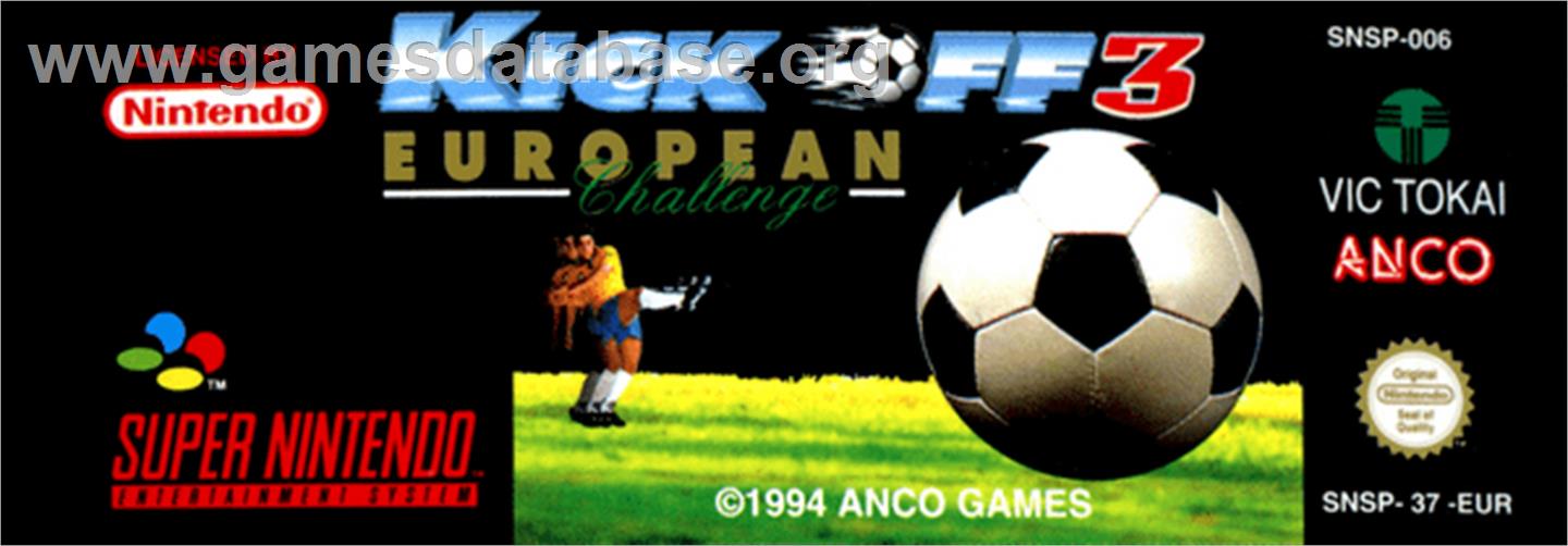 Kick Off 3: European Challenge - Nintendo SNES - Artwork - Cartridge Top