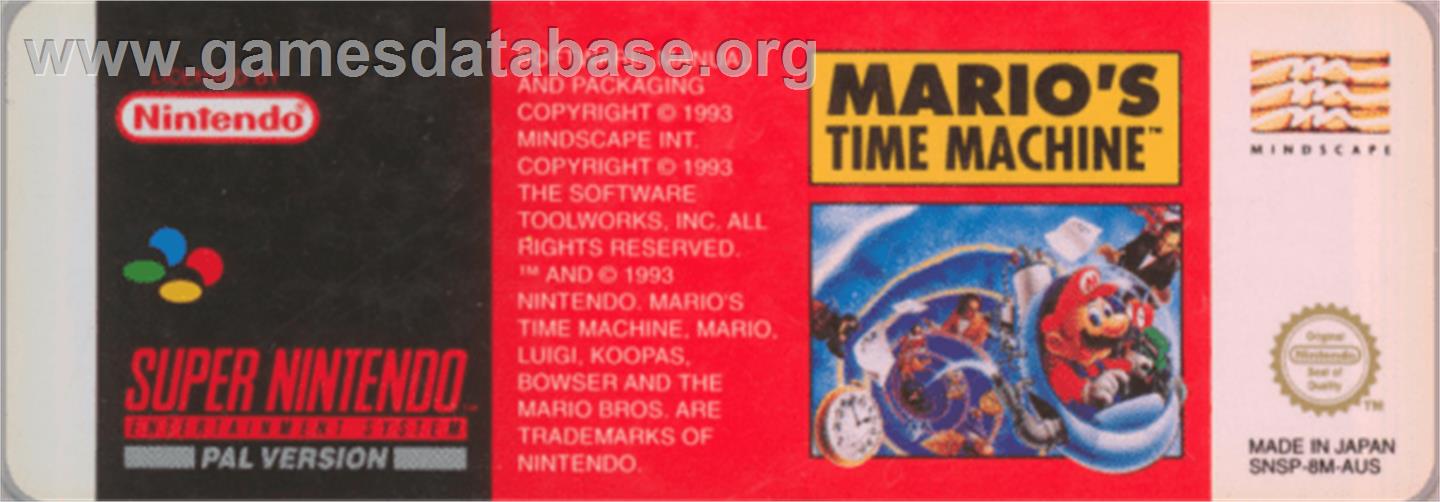 Mario's Time Machine - Nintendo SNES - Artwork - Cartridge Top
