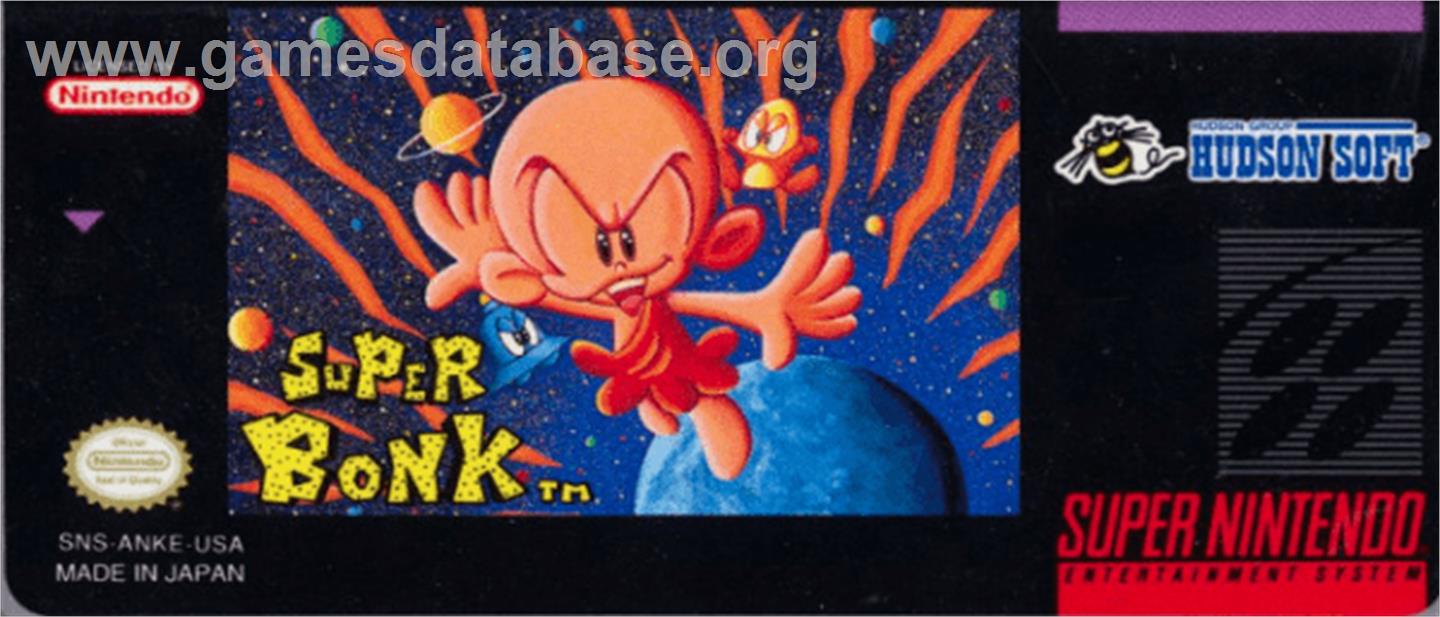 Super Bonk - Nintendo SNES - Artwork - Cartridge Top