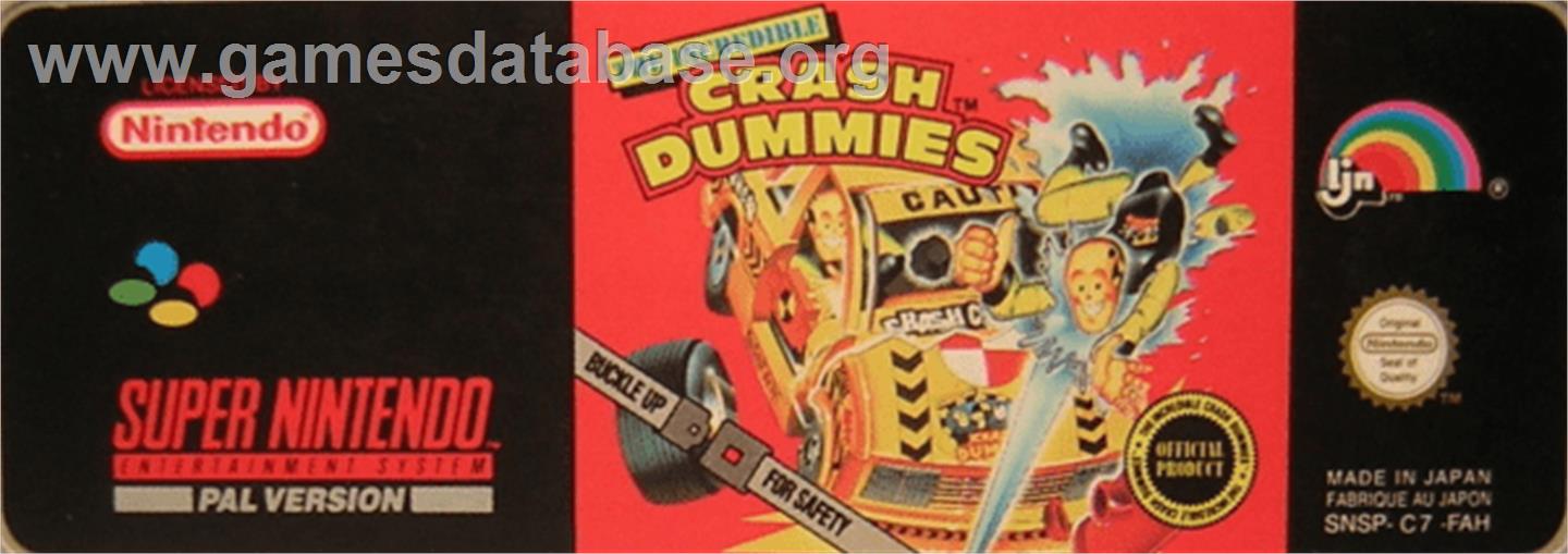 The Incredible Crash Dummies - Nintendo SNES - Artwork - Cartridge Top
