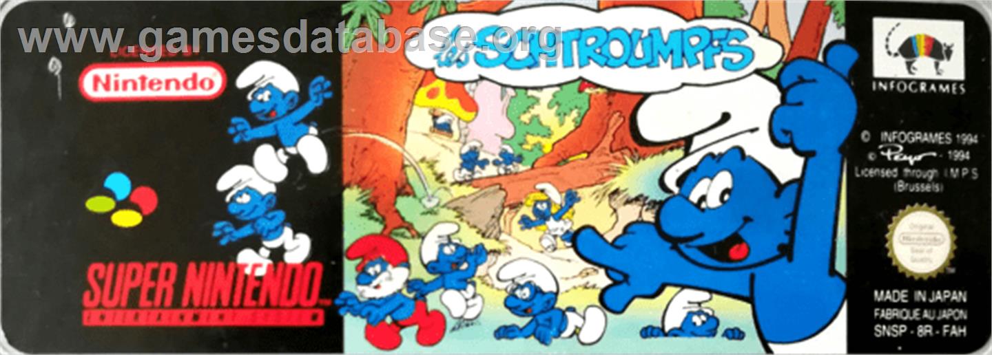 The Smurfs - Nintendo SNES - Artwork - Cartridge Top