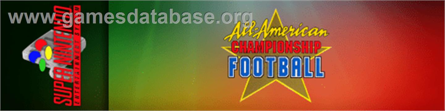 All-American Championship Football - Nintendo SNES - Artwork - Marquee