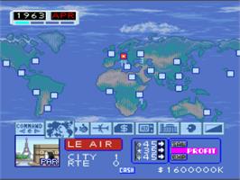 In game image of Aerobiz on the Nintendo SNES.