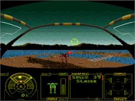 In game image of BattleTech: A Game of Armored Combat on the Nintendo SNES.