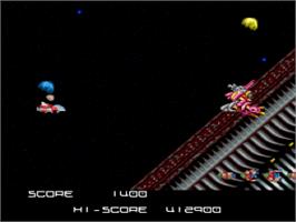 In game image of BlaZeon: The Bio-Cyborg Challenge on the Nintendo SNES.