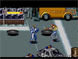 In game image of Captain Commando on the Nintendo SNES.