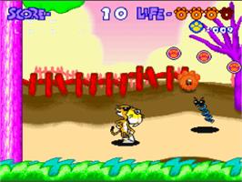 In game image of Chester Cheetah: Too Cool to Fool on the Nintendo SNES.