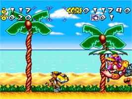 In game image of Chester Cheetah: Wild Wild Quest on the Nintendo SNES.