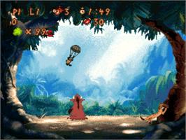 In game image of Disney's Timon & Pumbaa's Jungle Games on the Nintendo SNES.