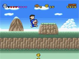 In game image of Doraemon 4: Nobita to Tsuki no Oukoku on the Nintendo SNES.