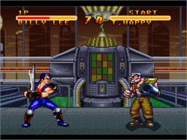 In game image of Double Dragon V: The Shadow Falls on the Nintendo SNES.