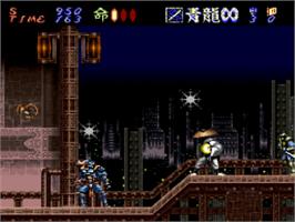 In game image of Hagane: The Final Conflict on the Nintendo SNES.