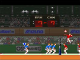 In game image of Hyper V-Ball on the Nintendo SNES.