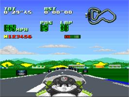 In game image of Kawasaki Superbike Challenge on the Nintendo SNES.