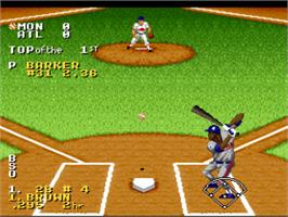 In game image of Ken Griffey Jr Presents Major League Baseball on the Nintendo SNES.