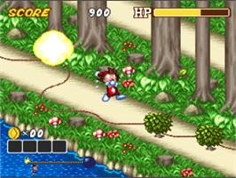 In game image of Kid Klown in Crazy Chase on the Nintendo SNES.