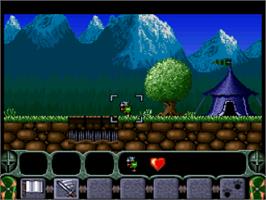In game image of King Arthur's World on the Nintendo SNES.