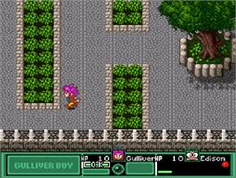 In game image of Kuusou Kagaku Sekai Gulliver Boy on the Nintendo SNES.