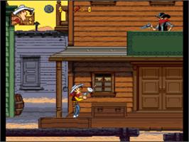 In game image of Lucky Luke on the Nintendo SNES.