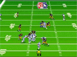 In game image of Madden NFL '97 on the Nintendo SNES.