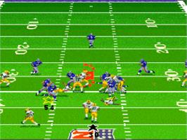 In game image of Madden NFL '98 on the Nintendo SNES.