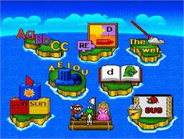 In game image of Mario's Early Years: Fun With Letters on the Nintendo SNES.