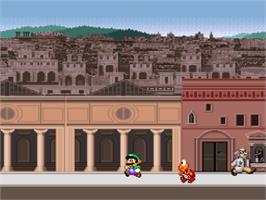 In game image of Mario is Missing! on the Nintendo SNES.