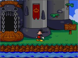 In game image of Mickey's Ultimate Challenge on the Nintendo SNES.