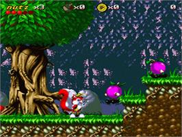 In game image of Mr. Nutz on the Nintendo SNES.