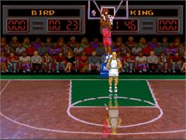 In game image of NBA All-Star Challenge on the Nintendo SNES.