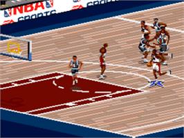 In game image of NBA Live '96 on the Nintendo SNES.
