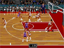 In game image of NBA Showdown on the Nintendo SNES.