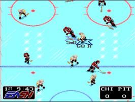 In game image of NHLPA Hockey '93 on the Nintendo SNES.
