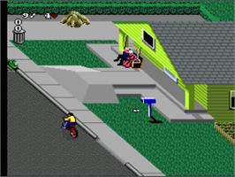In game image of Paperboy 2 on the Nintendo SNES.