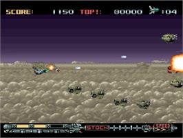 In game image of Phalanx on the Nintendo SNES.