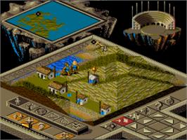In game image of Populous II: Trials of the Olympian Gods on the Nintendo SNES.